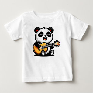 ハッピーパンダギタリスト – かわいいアコースティックミュージックデザイン ベビーTシャツ