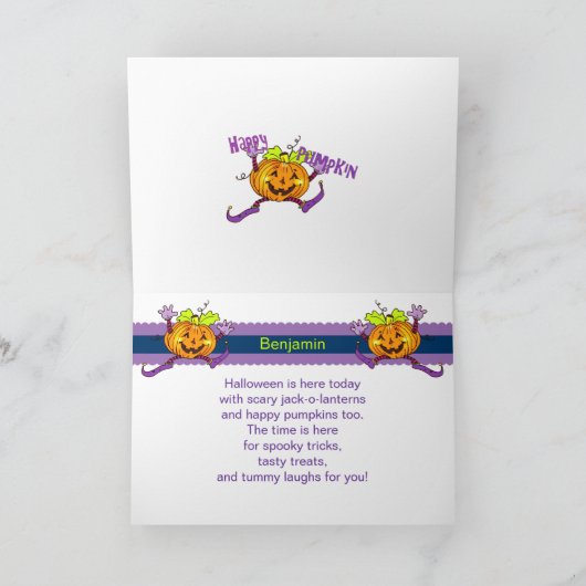 ハッピーパンプキンハッピーハローウィン名前をカスタムする カード (内部)