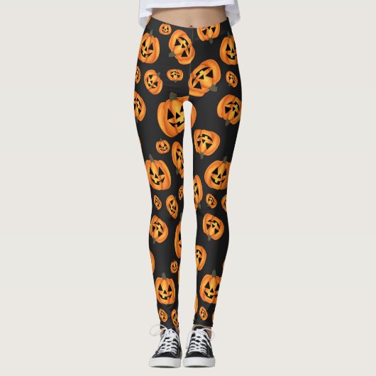 ハッピーパンプキン顔ハロウィーン レギンス (正面)