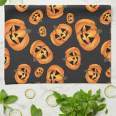 ハッピーパンプキン顔 |ハロウィーン キッチンタオル (折り畳み)