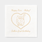 ハッピーパーズデイ猫の誕生日パーティー 箔ナプキン (正面)