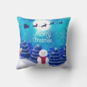 ハッピーパーソナライズされたクリスマス雪だるま クッション (裏面)