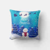 ハッピーパーソナライズされたクリスマス雪だるま クッション (正面)