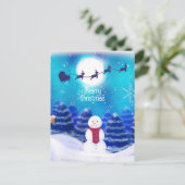 ハッピーパーソナライズされたクリスマス雪だるま ポストカード (スタンド正面)