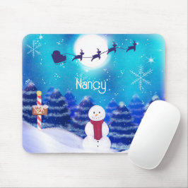 ハッピーパーソナライズされたクリスマス雪だるま マウスパッド