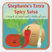 ハッピーパーソナライズされたサルサステッカー スクエアシール (正面)
