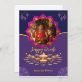 ハッピーパーソナライズされたディワリフェスティバルオブライツ シーズンカード (正面/裏面)