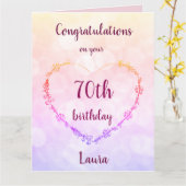 ハッピーパーソナライズされた70th誕生日 カード (黄色い花)