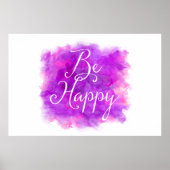 ハッピーパープルとピンクウォーターのカラー引用文 ポスター (正面)