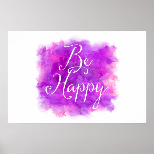 ハッピーパープルとピンクウォーターのカラー引用文 ポスター (正面)