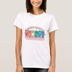 ハッピーパーライドレインボーLGBTQキャッツ Tシャツ