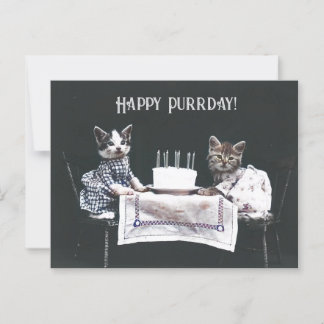 ハッピーパー日 キュートな猫 ヴィンテージ誕生日 ポストカード