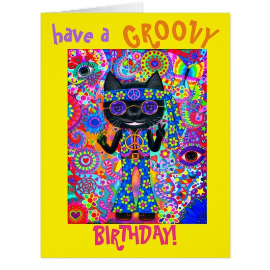 ハッピーヒッパイキャットサングラスピースサインフラワー (正面)