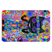 ハッピーヒッパイキャットサングラスピースサインフラワー マグネット (横)