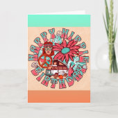 ハッピーヒッピー誕生日レトロ カード (正面)