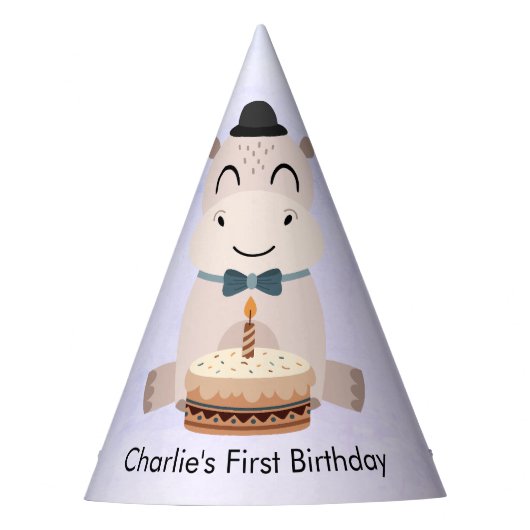ハッピーヒッポとお誕生日ケーキ パーティーハット (正面)