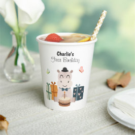 ハッピーヒッポとお誕生日ケーキ 紙コップ