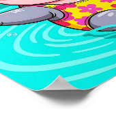 ハッピーヒッポ | かわいいマンガの子どもの子供部屋アート ポスター (角)