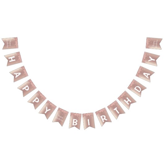 ハッピービスデイ – バラ金ゴールド赤面グリッタードリップス バンティングフラッグ (全)