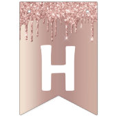 ハッピービスデイ – バラ金ゴールド赤面グリッタードリップス バンティングフラッグ (第2の旗)