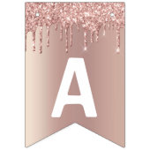 ハッピービスデイ – バラ金ゴールド赤面グリッタードリップス バンティングフラッグ (第3の旗)