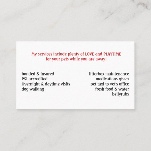 ハッピービッグブラウン犬とテニスボール 名刺 (裏面)