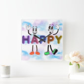 ハッピービベス スクエア壁時計 (ホーム)