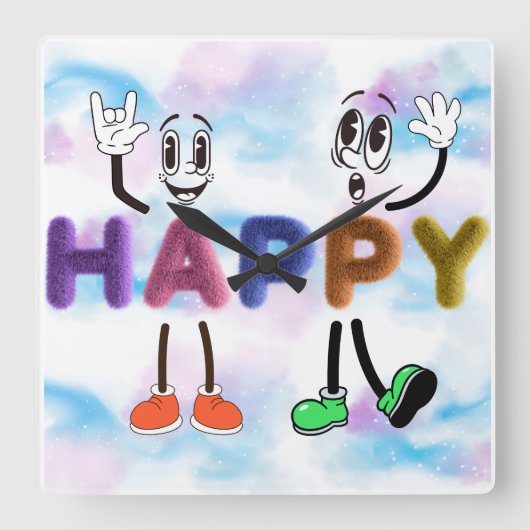 ハッピービベス スクエア壁時計 (正面)