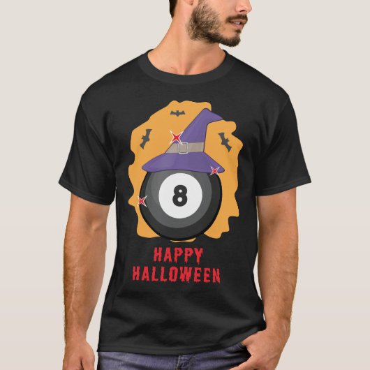 ハッピービリヤードハロウィンおもしろい- Tシャツ (正面)