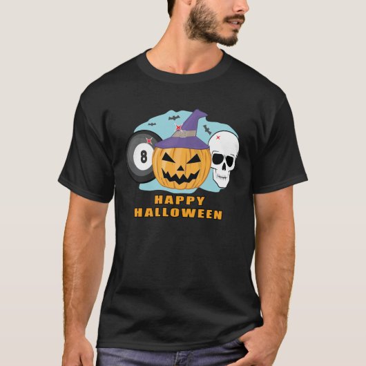 ハッピービリヤードハロウィン不気味- Tシャツ (正面)