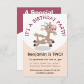 ハッピービリーパーソナライズされたヤギの誕生日 招待状 (正面/裏面)