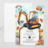 ハッピービルダー建築誕生日 招待状 (正面/裏面)