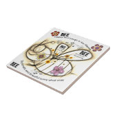 ハッピービーことわざ花前向き陶磁器タイル タイル (側面)