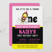 ハッピービーガール1st誕生日招待状付き/写真 招待状 (正面/裏面)