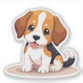 ハッピービーグル子犬 - チビアートステッカー シール (正面)