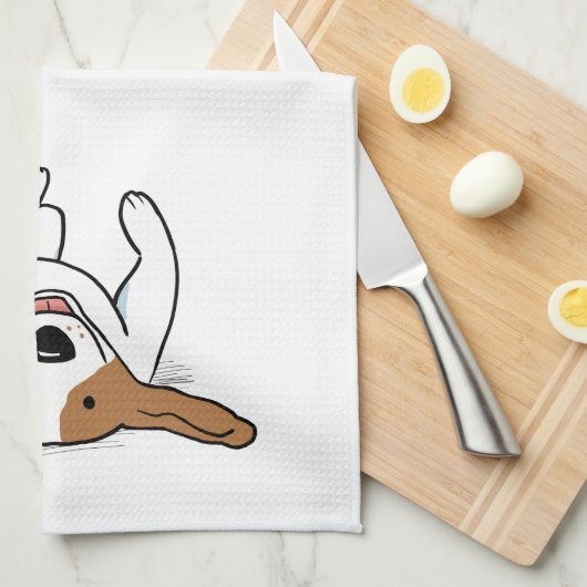 ハッピービーグル漫画の犬かわいいペット動物愛好家 キッチンタオル (四つ折り)