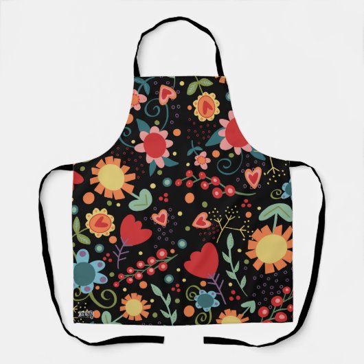 ハッピービーズカワイイフローラハートインスピリミエプロン エプロン (正面)