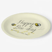 ハッピービーデイイエローガール誕生日 ペーパープレート (アングル)