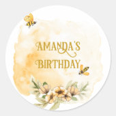 ハッピービーデイウォーターカラーバースデーパーティー ラウンドシール (正面)