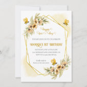 ハッピービーデイウォーターカラー誕生日招待状 招待状 (正面)