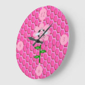 ハッピービーデイガールピンク誕生日(昆虫)マルハナバチ ラージ壁時計 (傾斜)