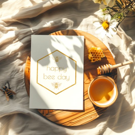 ハッピービーデイハニカムフォイル誕生日カード 箔グリーティングカード