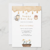 ハッピービーデイファースト誕生日 招待状 (正面)