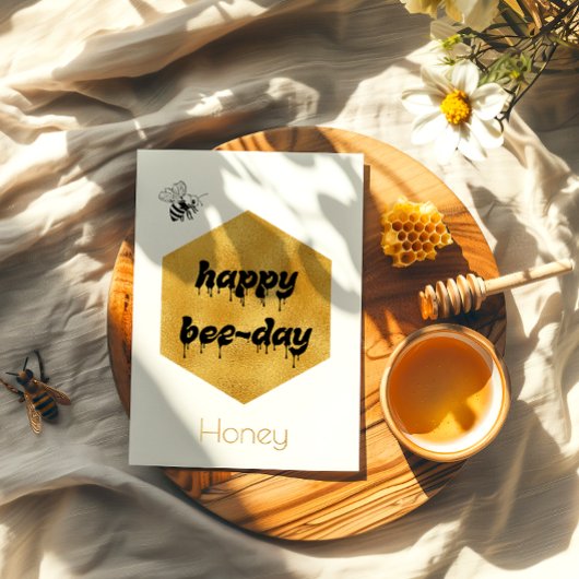 ハッピービーデイフォイルハニカム誕生日カード 箔グリーティングカード