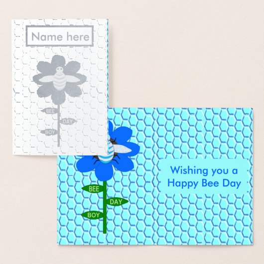 ハッピービーデイボーイブルー誕生日（昆虫）マルハナバチカスタム 箔カード (ディスプレー)
