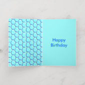 ハッピービーデイボーイブルー誕生日(昆虫)マルハナバチカスタム 箔グリーティングカード (内側レイダウン)