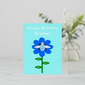 ハッピービーデイボーイブルー誕生日（昆虫）マルハナバチカスタム 箔シーズンポストカード (立ち正面)