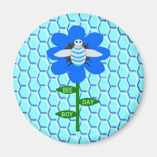 ハッピービーデイボーイブルー誕生日(昆虫)マルハナバチ マグネット (正面)