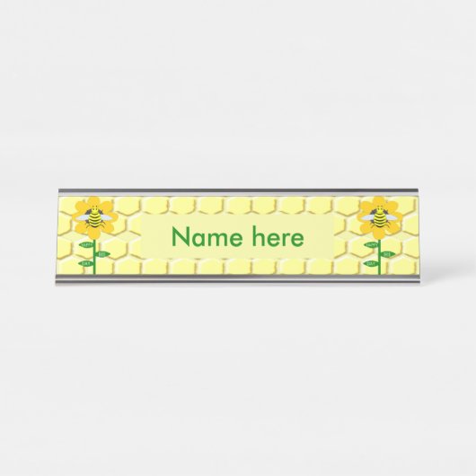 ハッピービーデイ誕生日(昆虫)マルハナバチカスタム デスクネームプレート (正面)