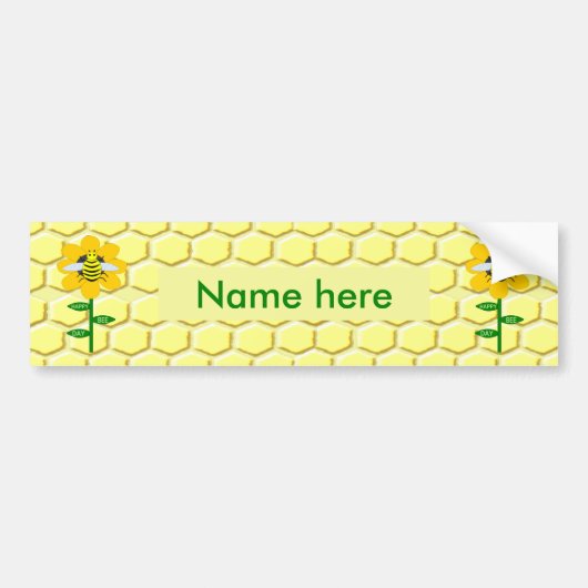ハッピービーデイ誕生日(昆虫)マルハナバチカスタム バンパーステッカー (正面)